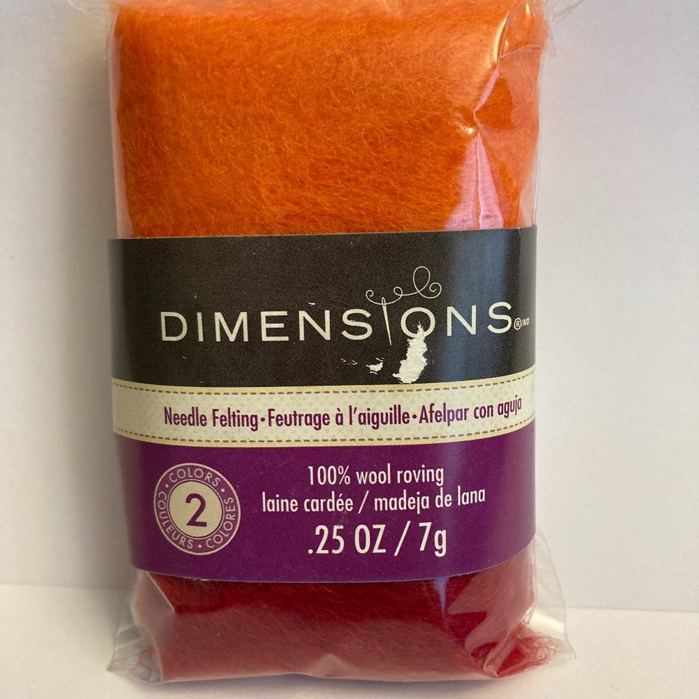 24 Dimensions FeltWorks 100% Wool Roving Orange Tomato Red 0.25oz Needle Felting